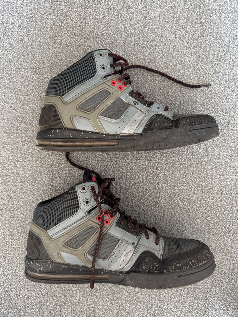 Osiris Men's High-Top Sneakers in Gray with Red Accents